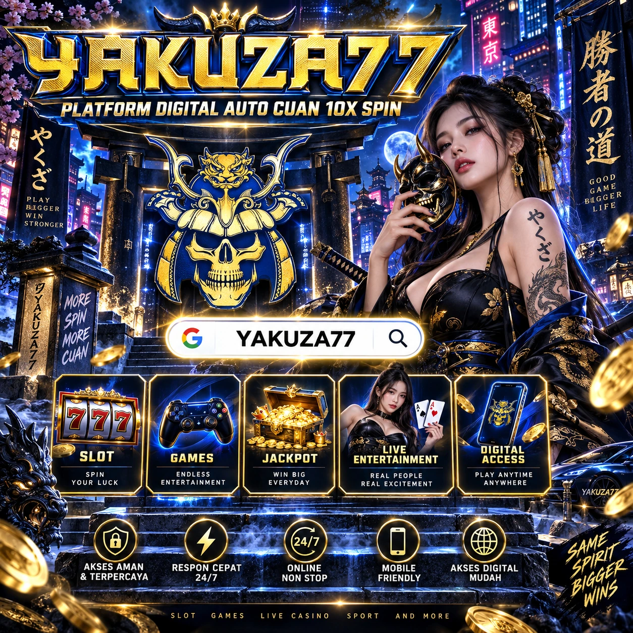 Banner YAKUZA77 Platform Digital Auto Cuan 10x spin